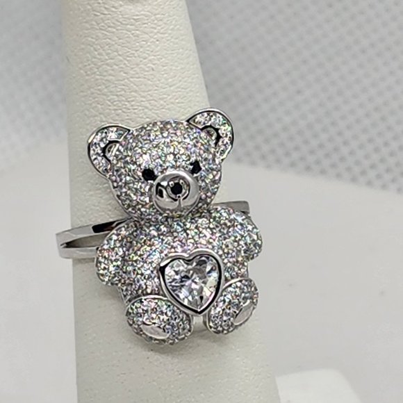 Jewelry - Brand New Sterling Silver 925 Teddy Bear with Heart Ring
